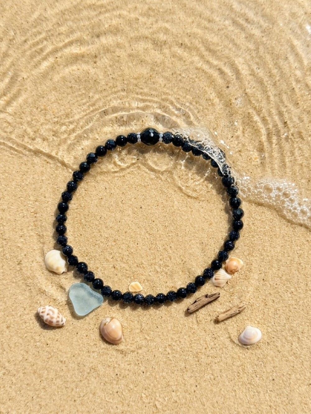 Blue Sandstone/Onyx Bracelet